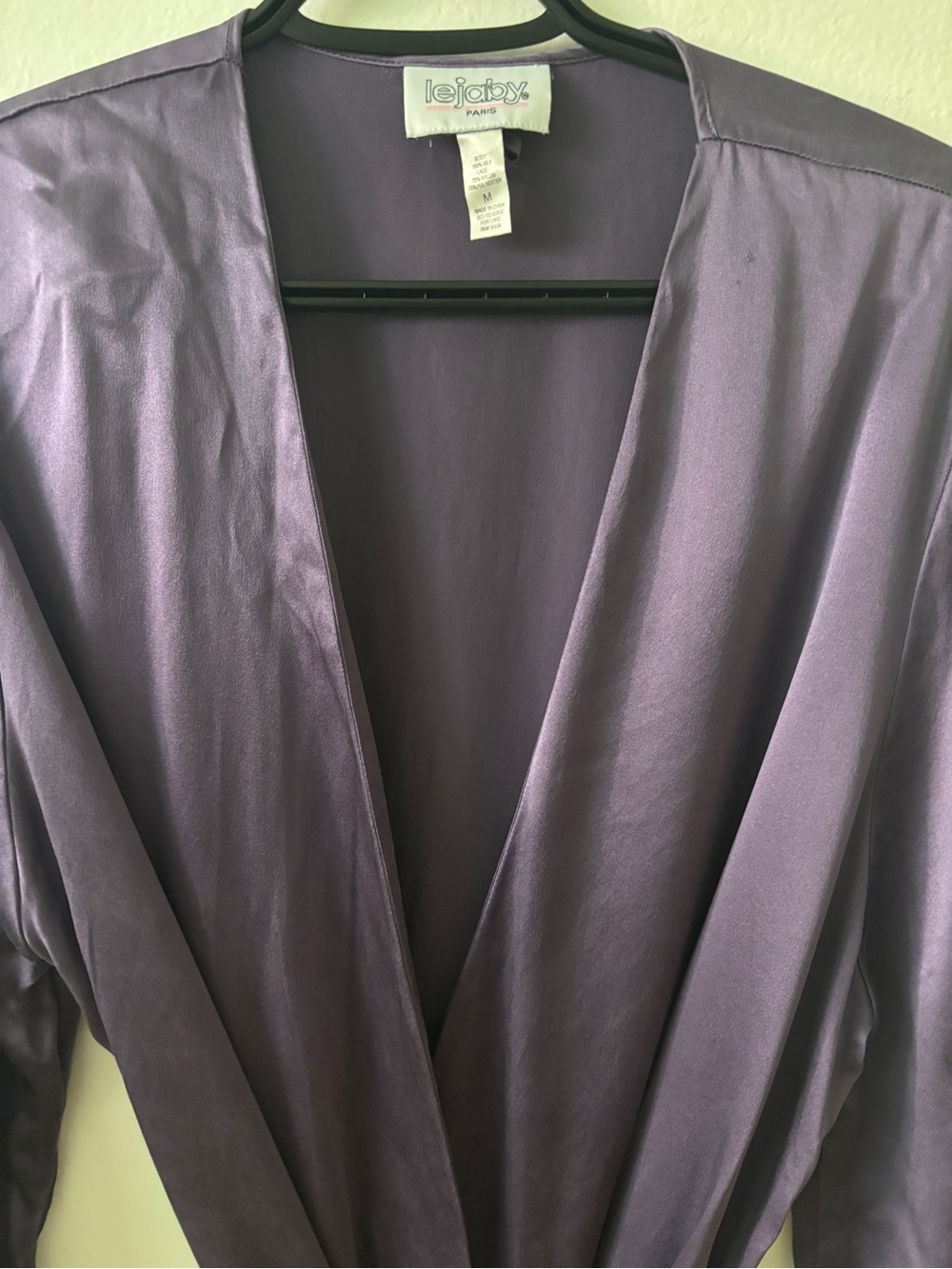 Silk Lace-Trim Robe in Deep Plum by Rene Rofe - Picture 2 of 6